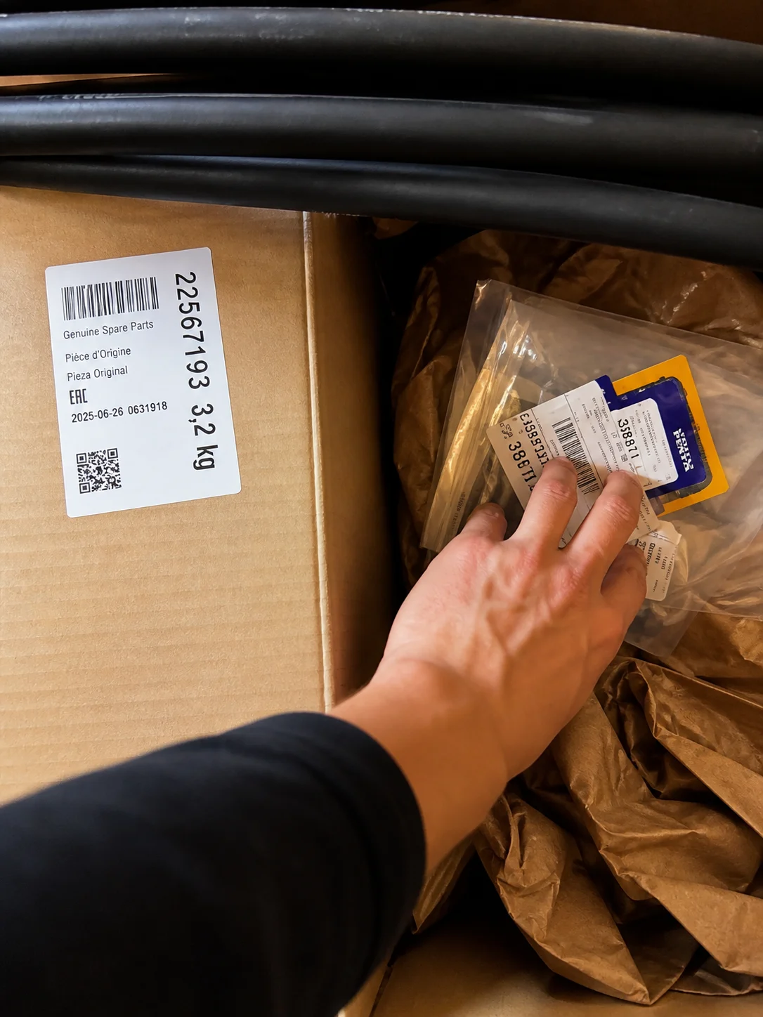 Forklift moving cargo